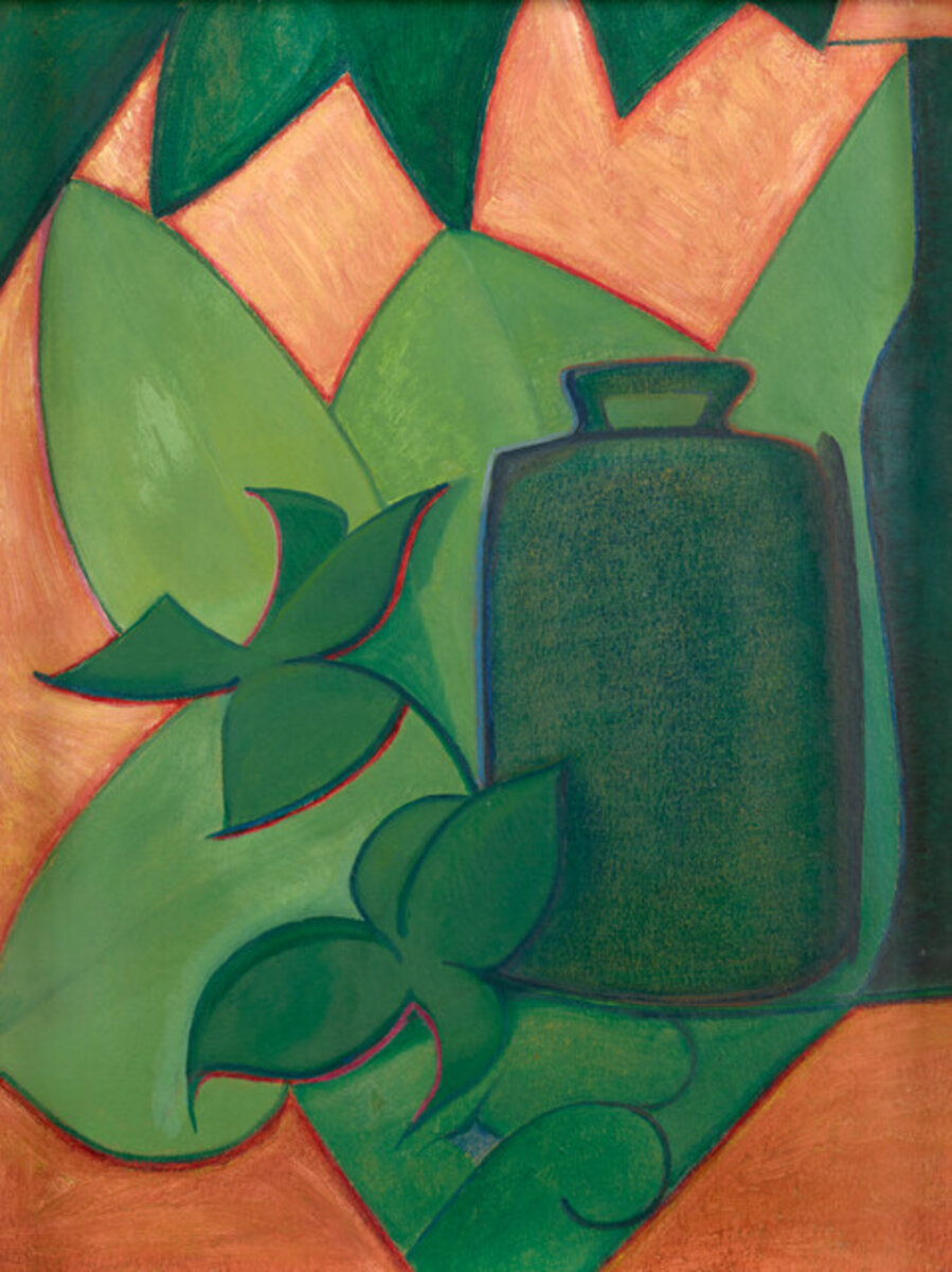 Pot and Green Leaves