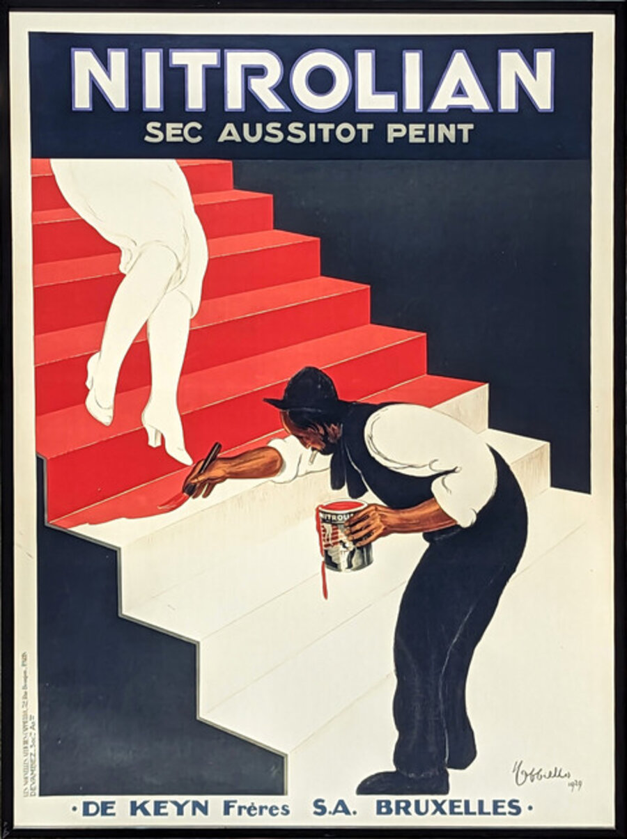 French Vintage Modern Art Deco Nitrolian Fast Drying Paint Promotional Poster