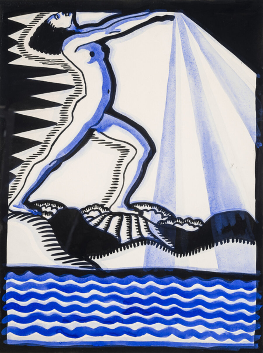 Nude Woman Stepping on Land