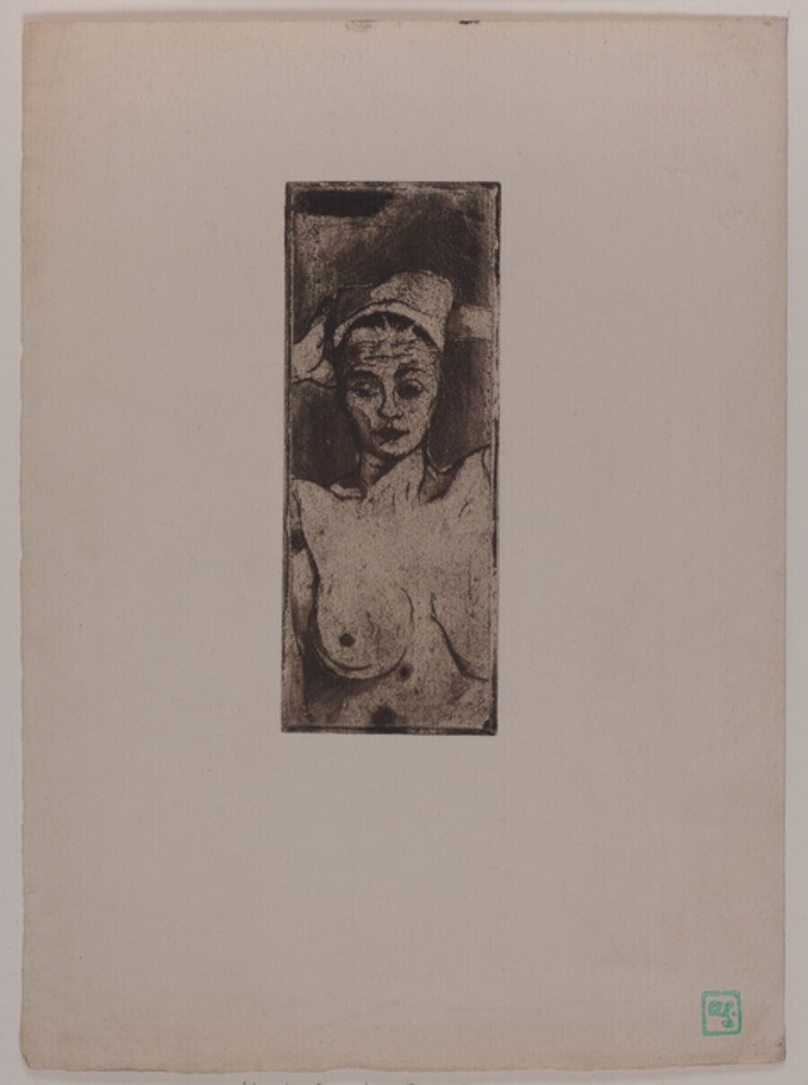 Nude with hands behind her head (vertical)