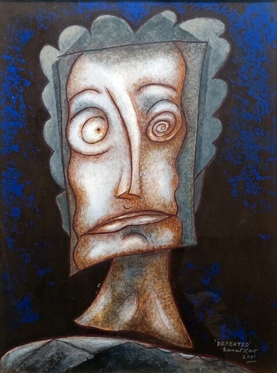 Defeated, Figurative, Tempera on Paper