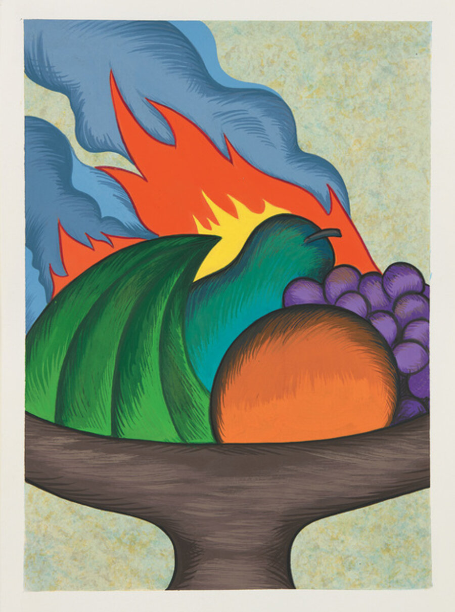 Fruit bowl on fire