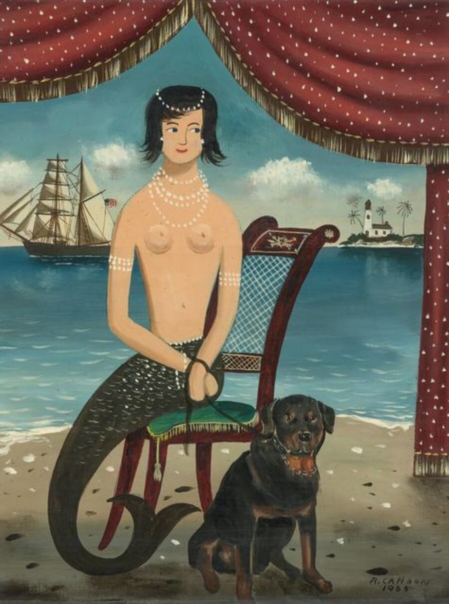 A Mermaid with Her Dog