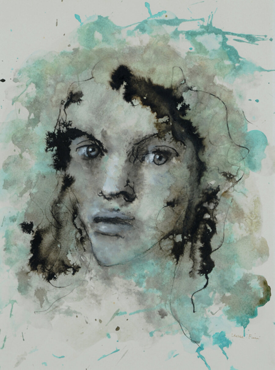 Visagea à l'aquarelle verte (Face in Green Watercolor)