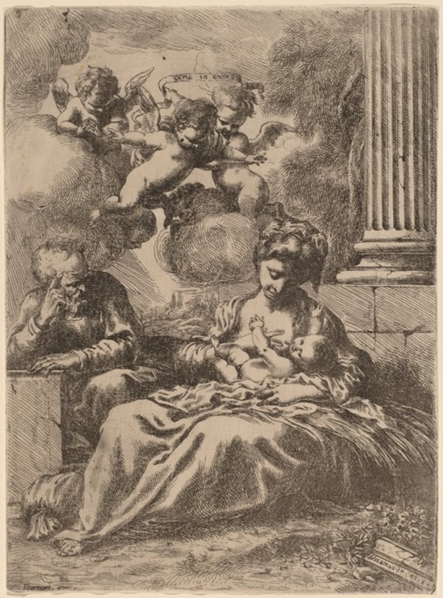 The Holy Family by a Column