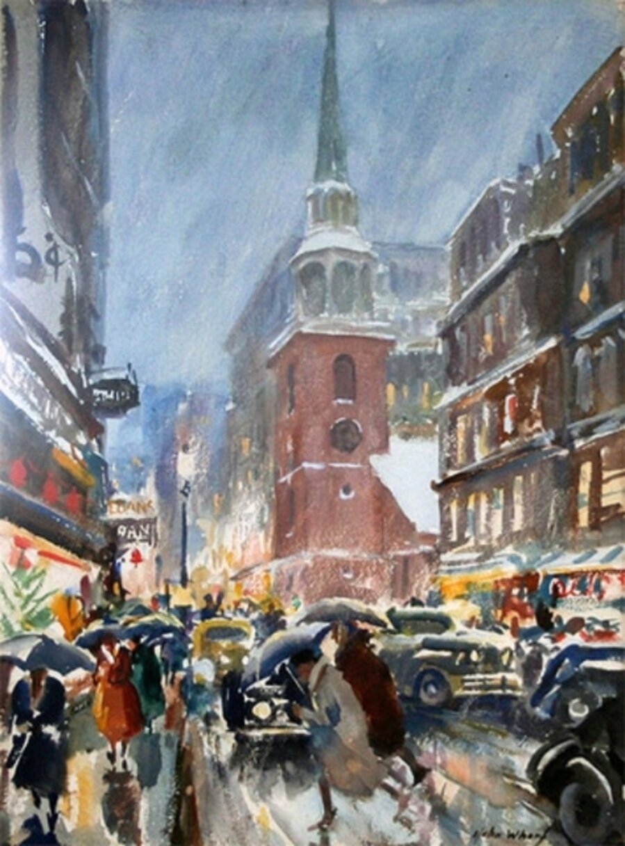 Christmas Rush, Washington Street (recto); Seascape (verso)