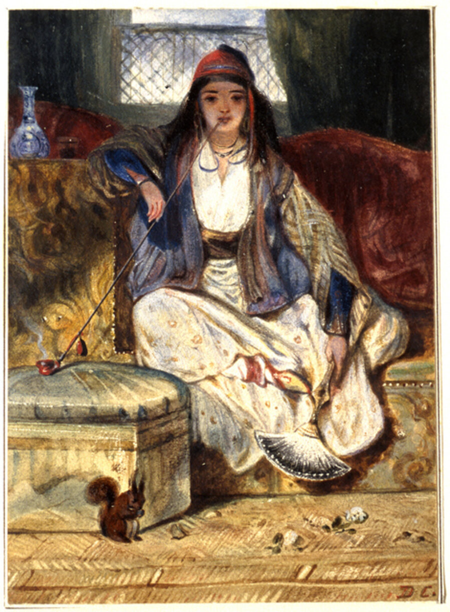 Cypriot Woman Smoking a Chibouk