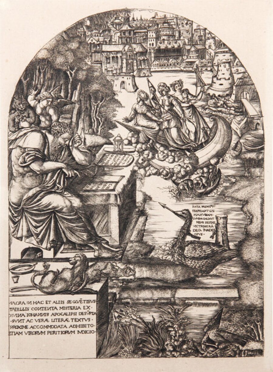 Jean Duvet composant les dessins pour l'apocalypse de Saint Jean