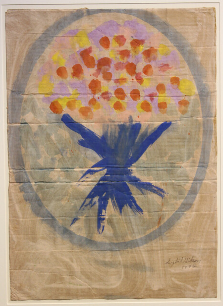 Flowers in Blue Oval