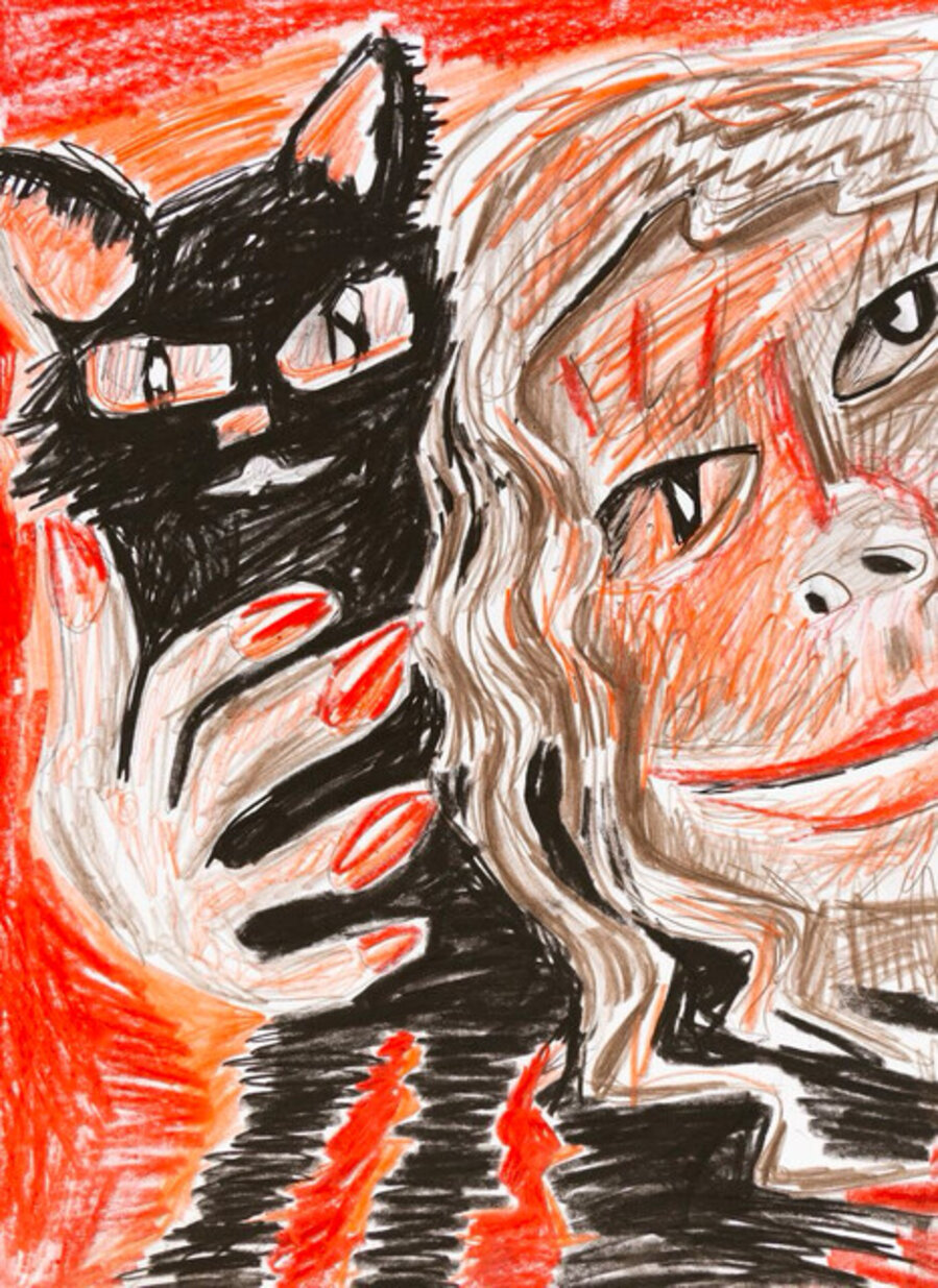 Girl Holding Black Cat
