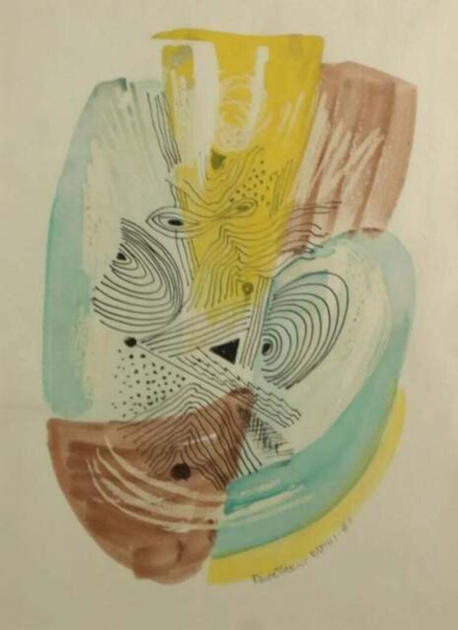 "Abstract" American Modernism Mid-Century WPA Era Drawing Woodstock 20th Century