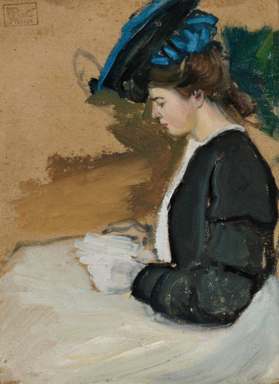 Profile of a Lady in a Blue Hat