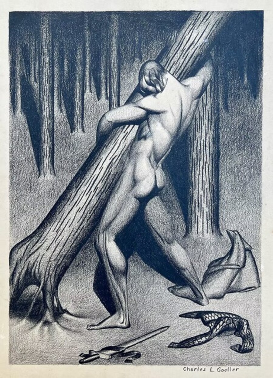Man Uprooting Tree