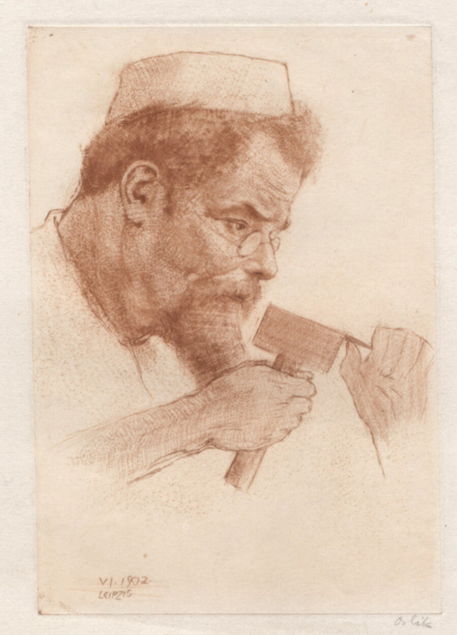 Max Klinger bei der Arbeit