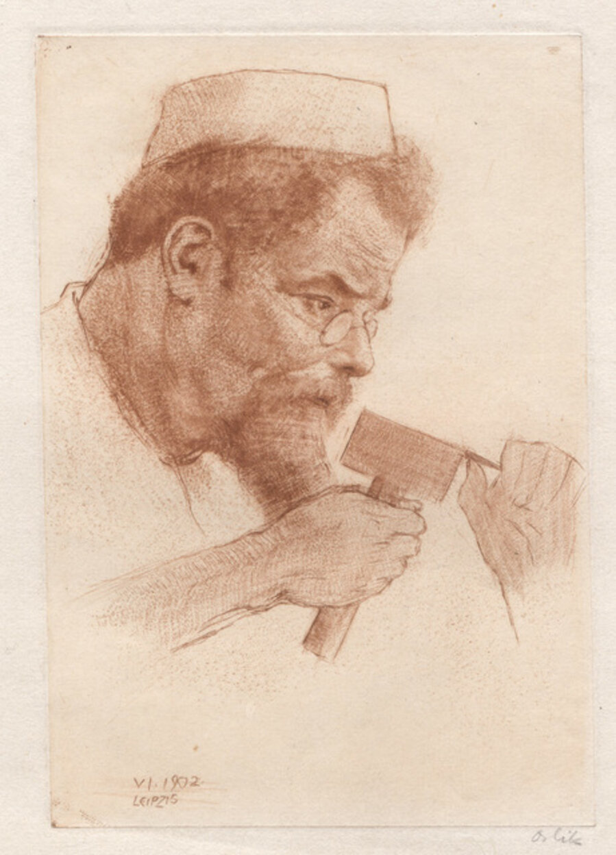 Max Klinger bei der Arbeit