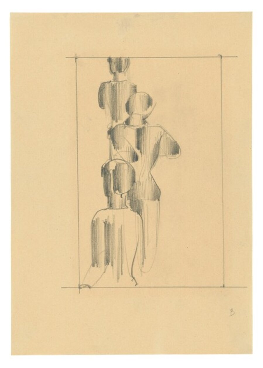 Drei Figuren von rückwärts