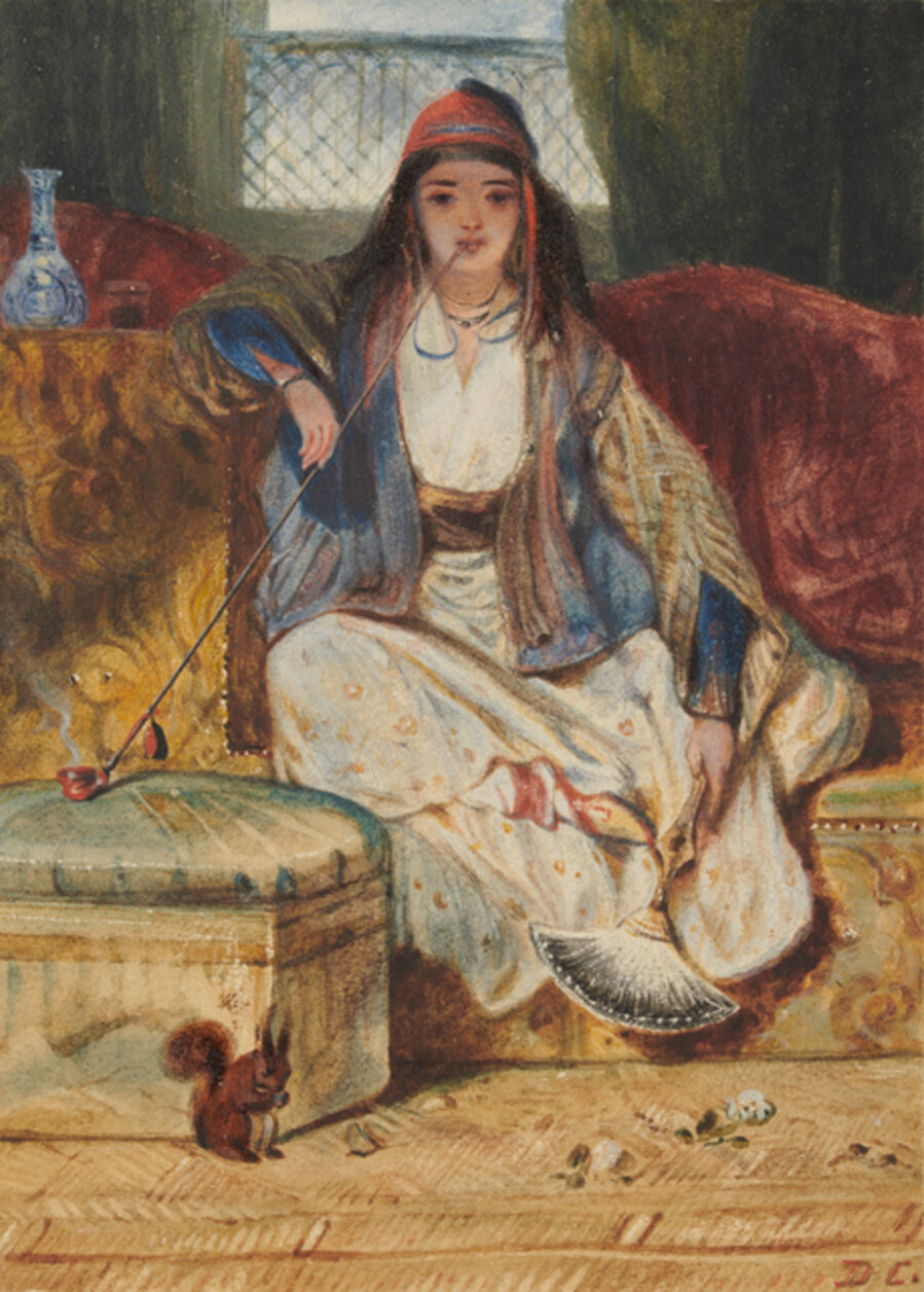 Cypriot Woman Smoking a Chibouk