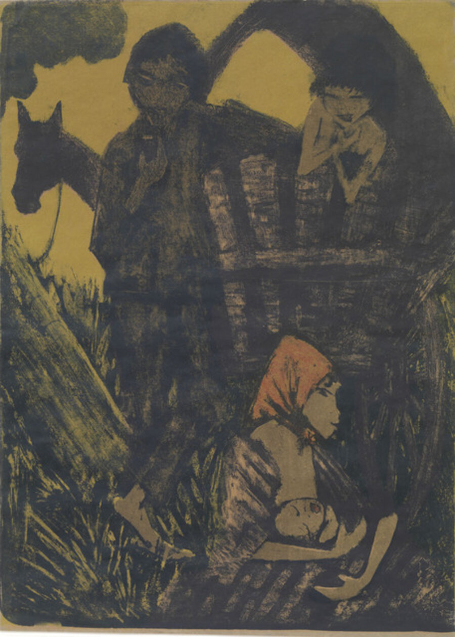 Zigeunerfamilie am Planwagen