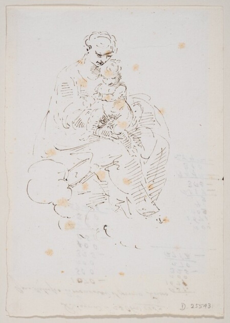 Madonna and Child on a cloud