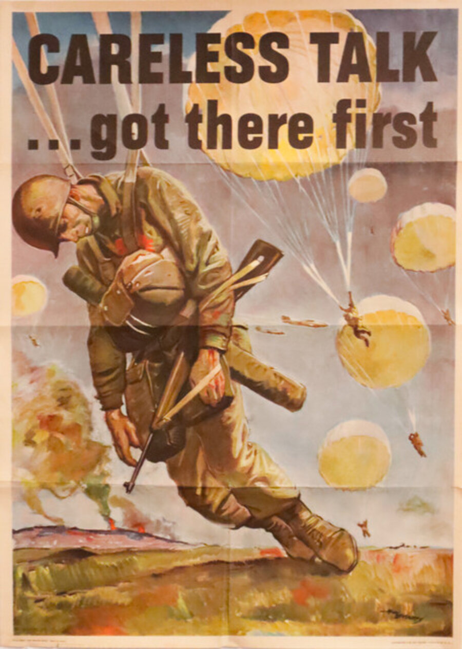 1944 American Propaganda WWII Poster - "Careless Talk... got there first" Herbert Morton Stoops