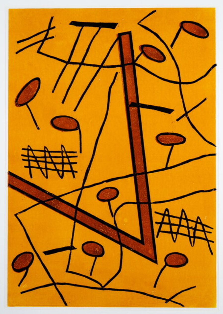 Abstract line composition in orange