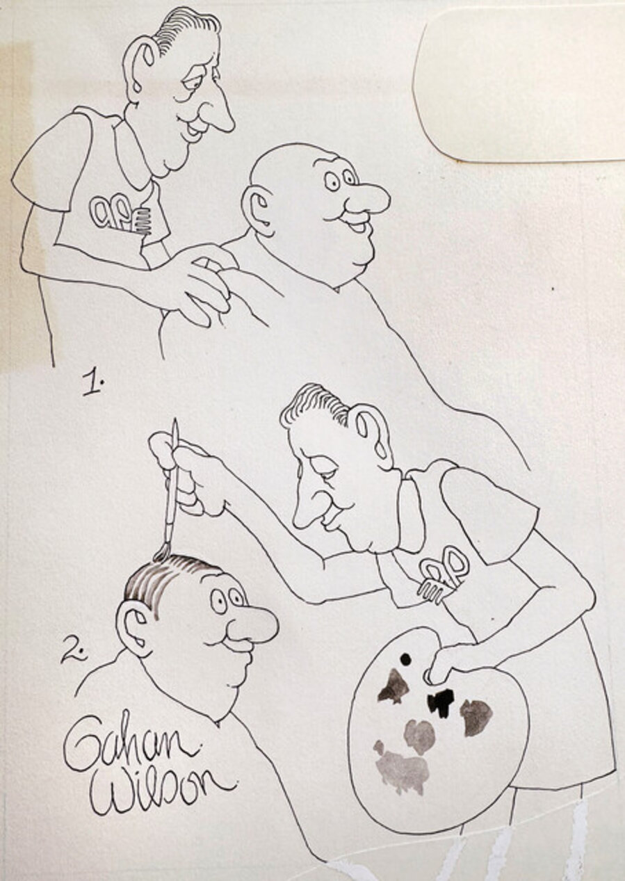 Barber Paints Man's Bald Head - "The Usual, Sir? Yes, Please."