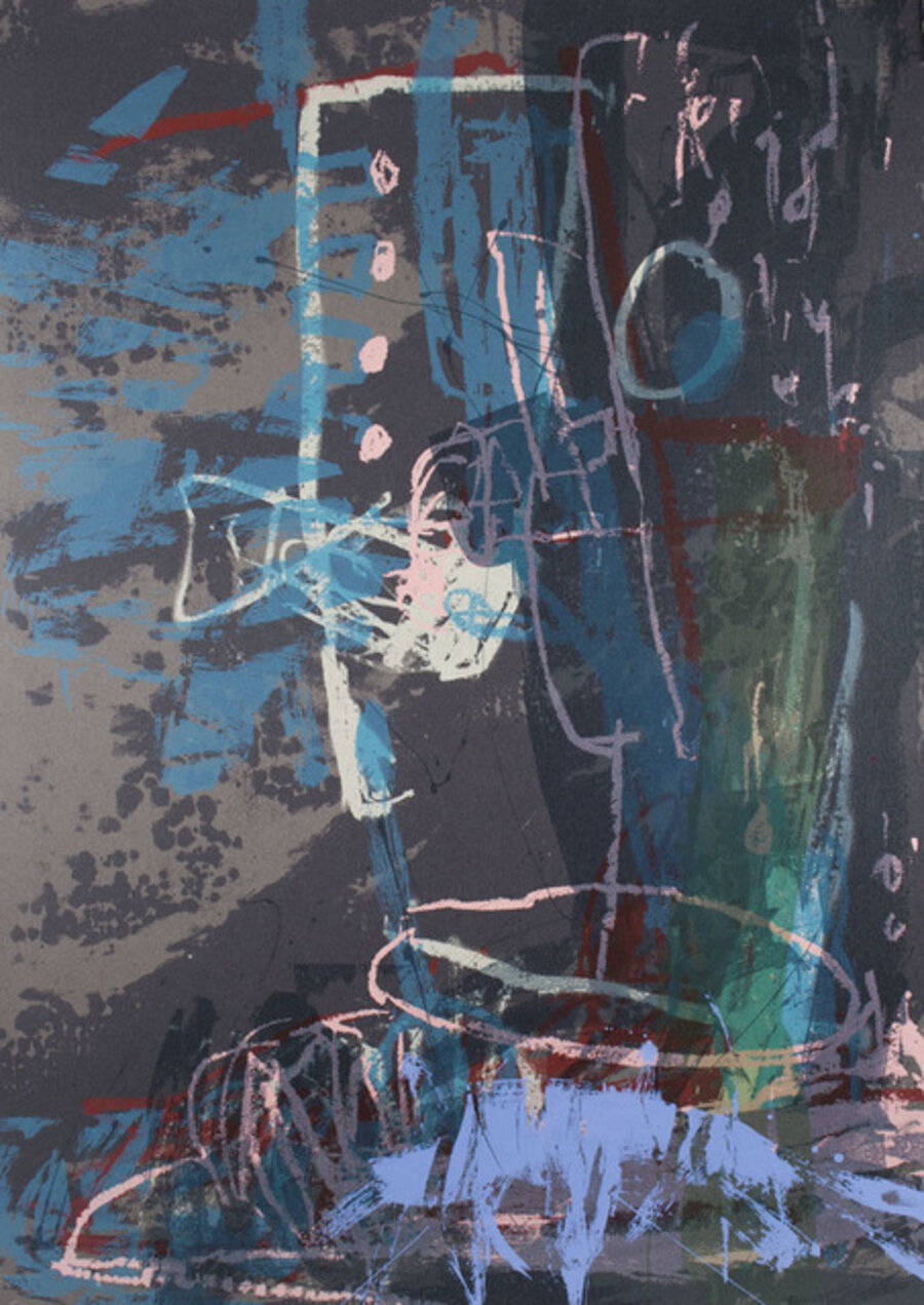 Untitled (Blue, Teal and Grey) Abstract