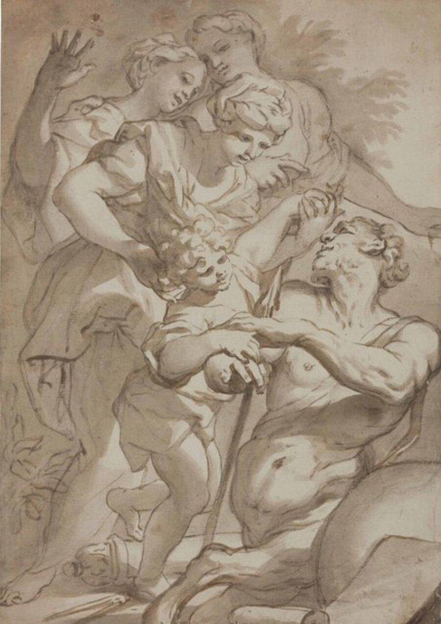 Nymphs entrusting Chiron with the infant Achilles