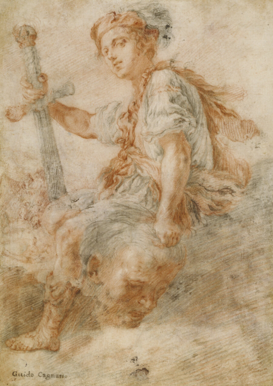 David with the Head of Goliath (recto), Two Studies, one of a Woman (verso)