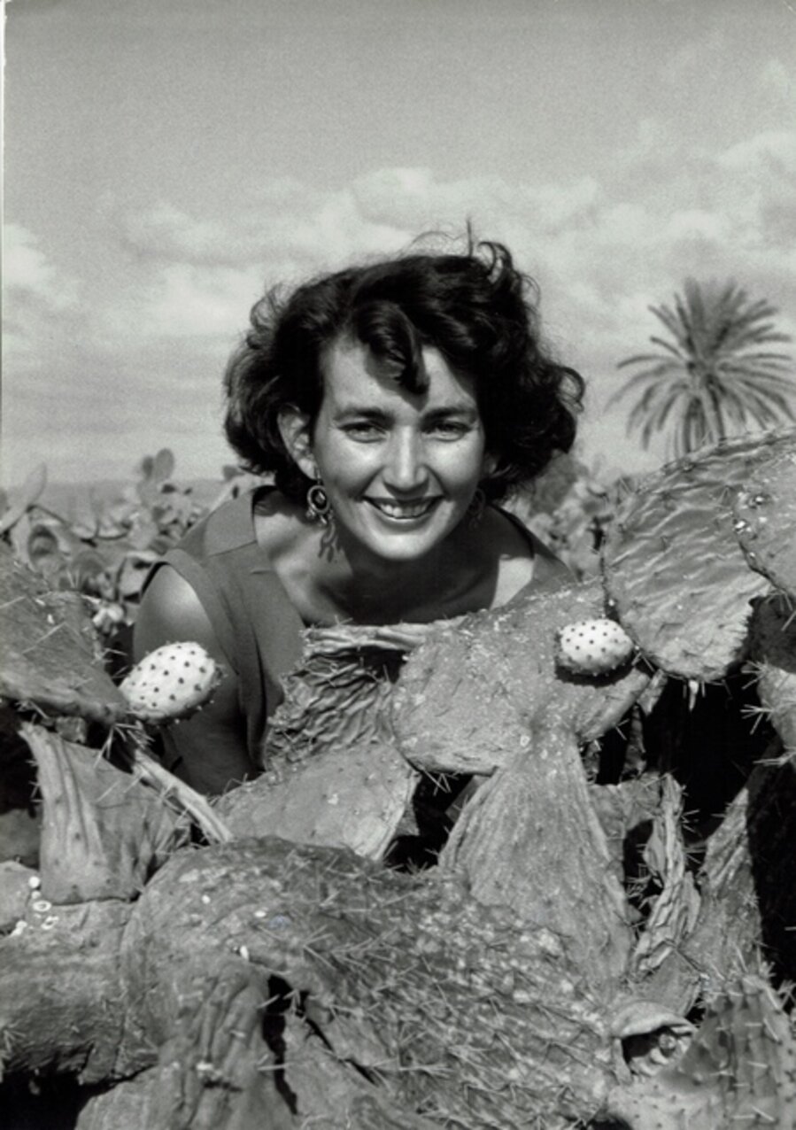 vintage print/Woman with cactus, Israël,