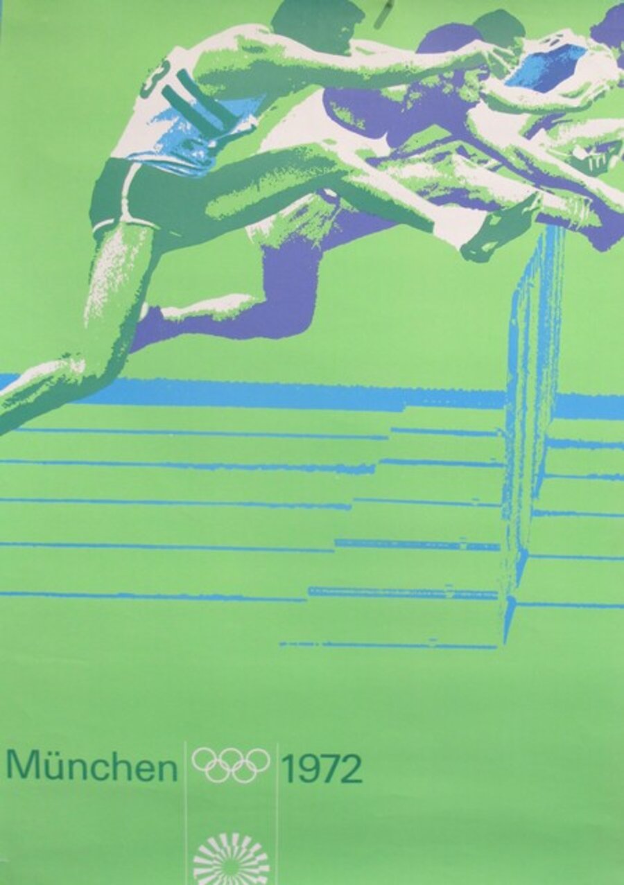 1972 Munich Olympics Poster, Hurdles - Otl Aicher