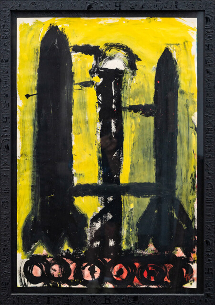 Untitled (War Machines) - figurative, contemporary, dystopian, acrylic on paper
