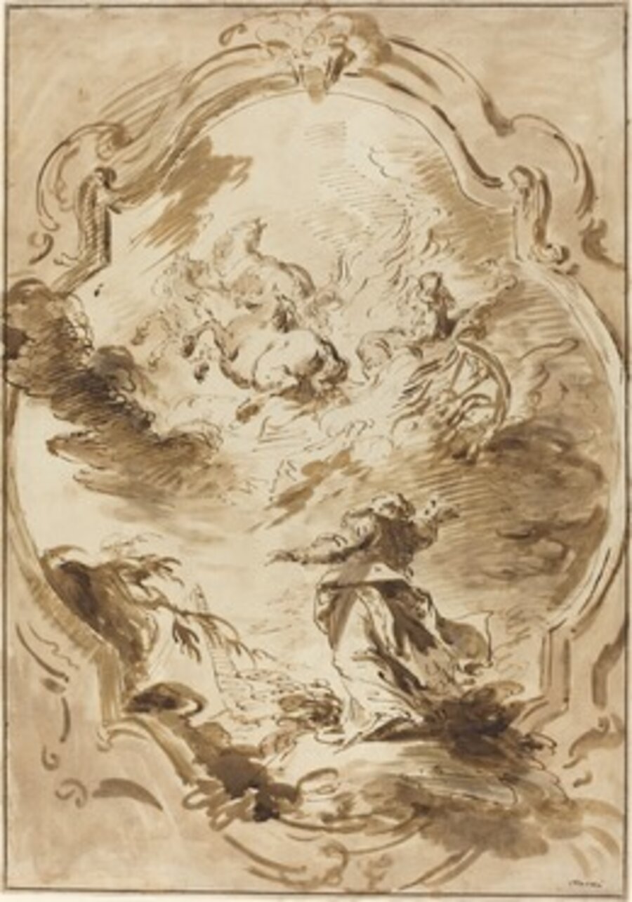 Elisha Watching Elijah Ascend in the Fiery Chariot