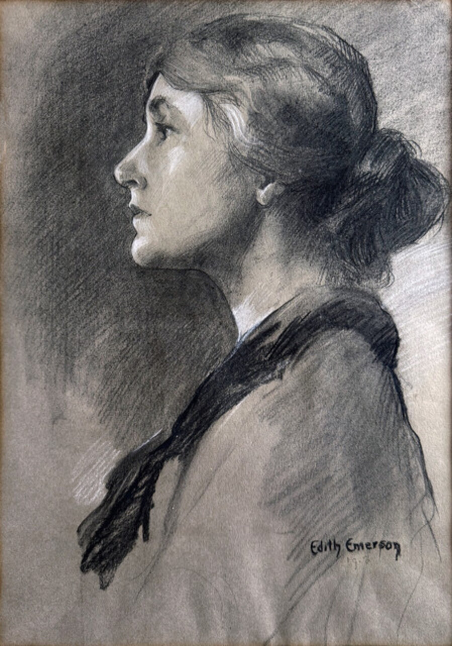 Charcoal Portrait of a Lady in Profile - Partner of Violet Oakley - Gay Interest