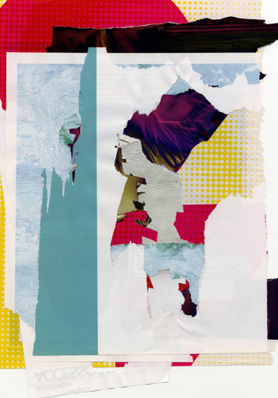 Less world (torn advertising magazine pages)