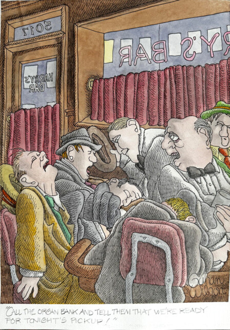 Macabre Bar Scene Drunks - School of Charles Addams - Playboy Cartoon 2004