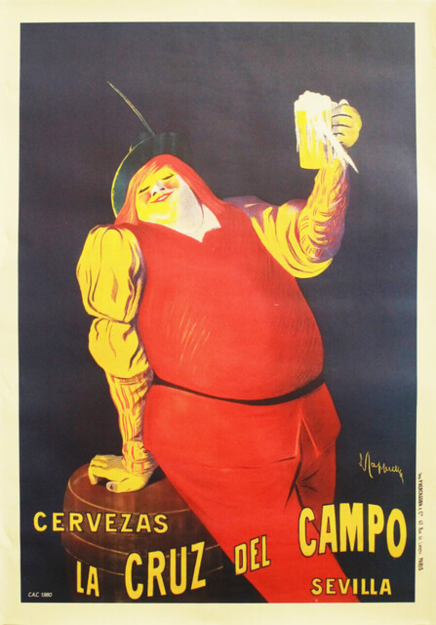 1906 French Art Deco Poster, La Cruz Del Campo Beers (1980's Re-issue)