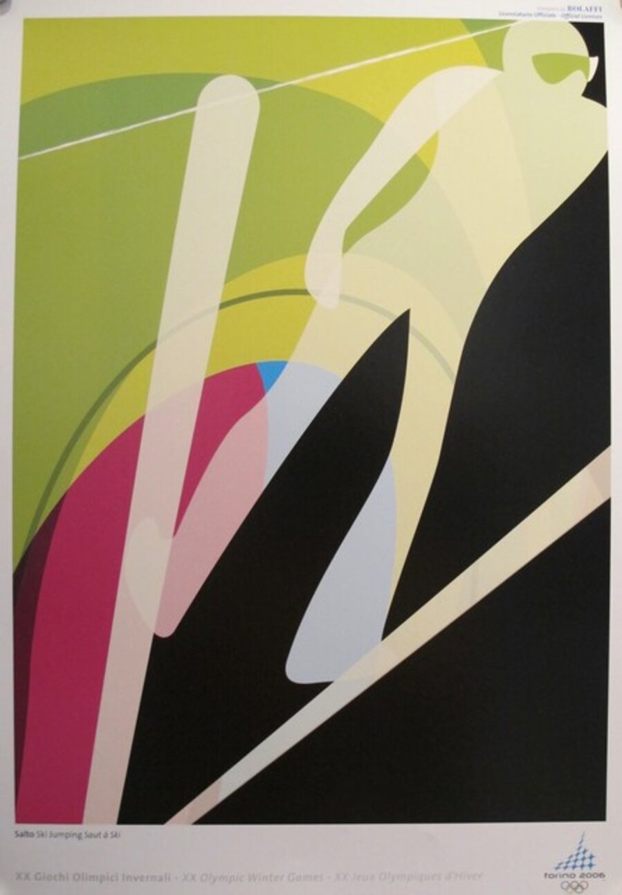 2006 Original Vintage Torino Winter Olympics Poster, Ski Jumping