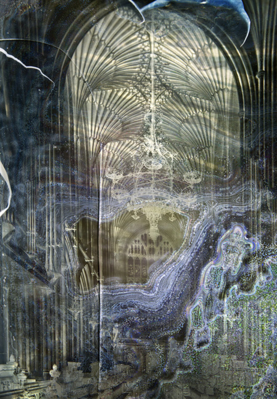 Chemistry of Light No.6, Bath Abbey, Glass negative c.1890 12x10" silver gelatin emulsion in decay
