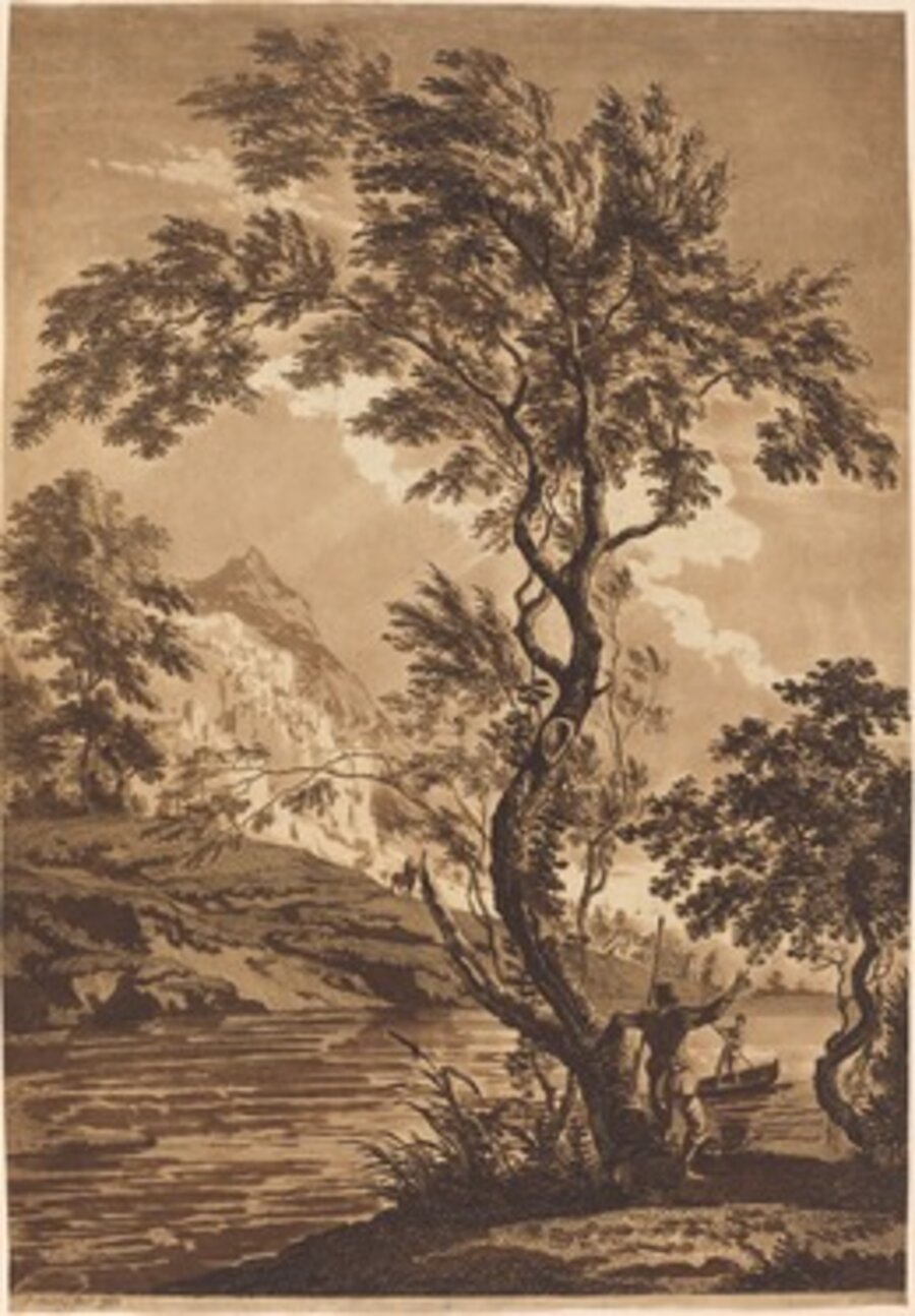 Mountainous Coast with Travelers