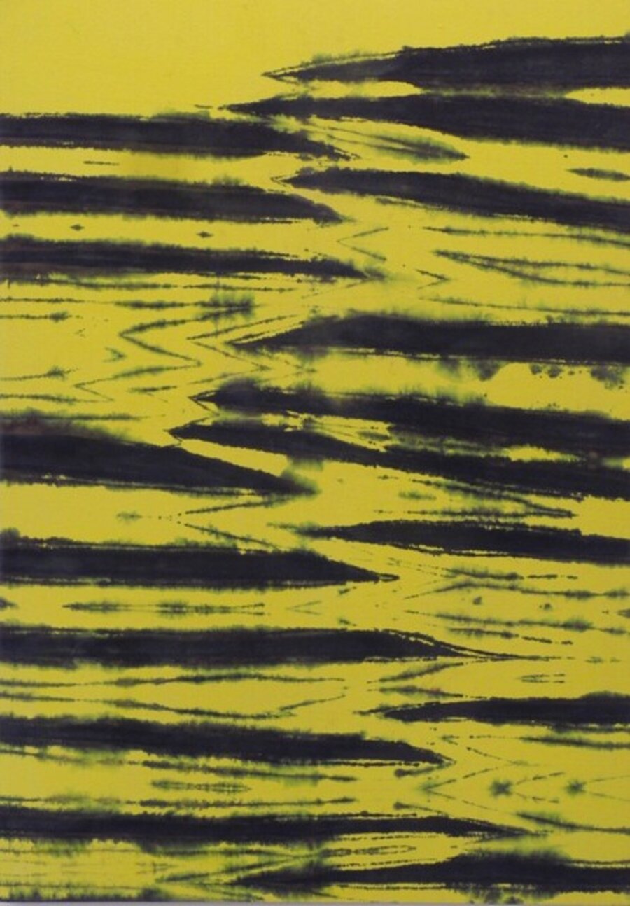 Pliage Painting (Blue on Yellow)
