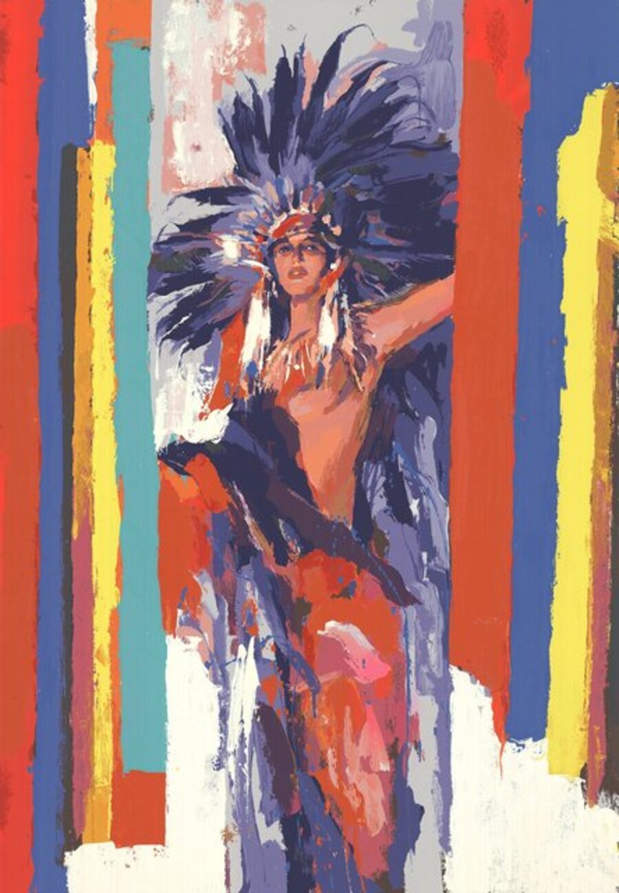 Woman in Native American Head Dress