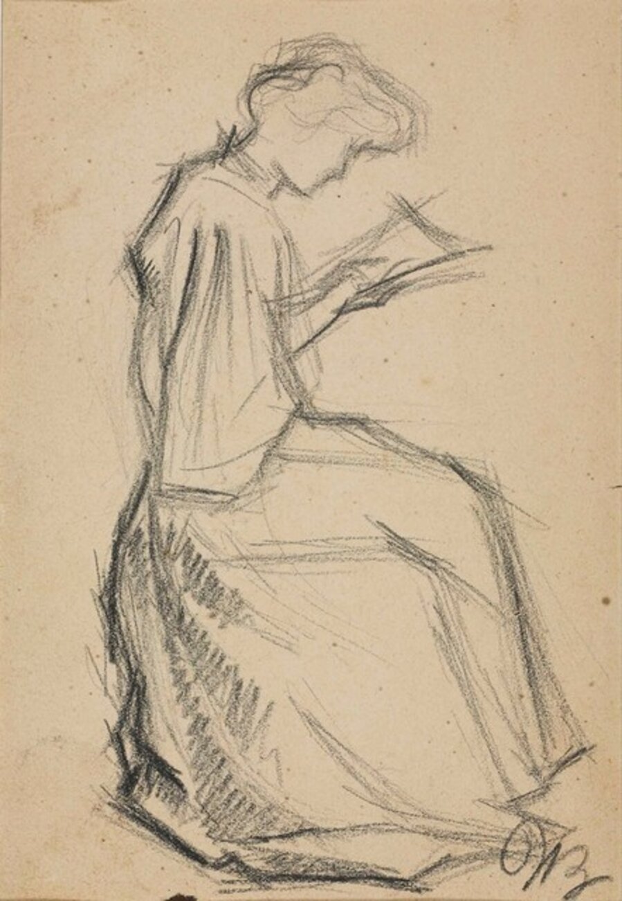 Studio per Romanzo di una cucitrice, (Figura femminile che legge o cuce)