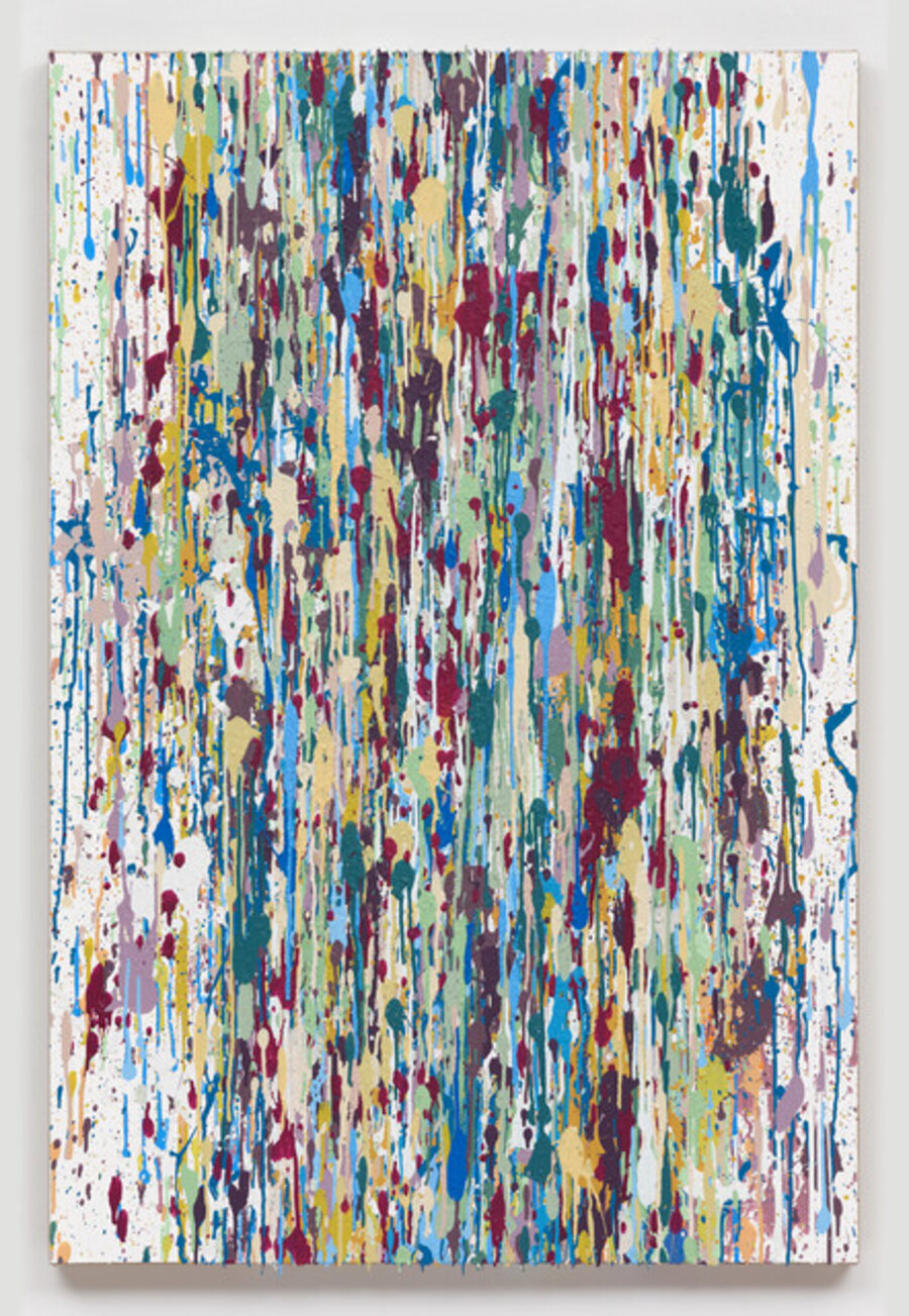 Left-over Prepared Panel for Plant Painting, Left-over Paint Abstraction