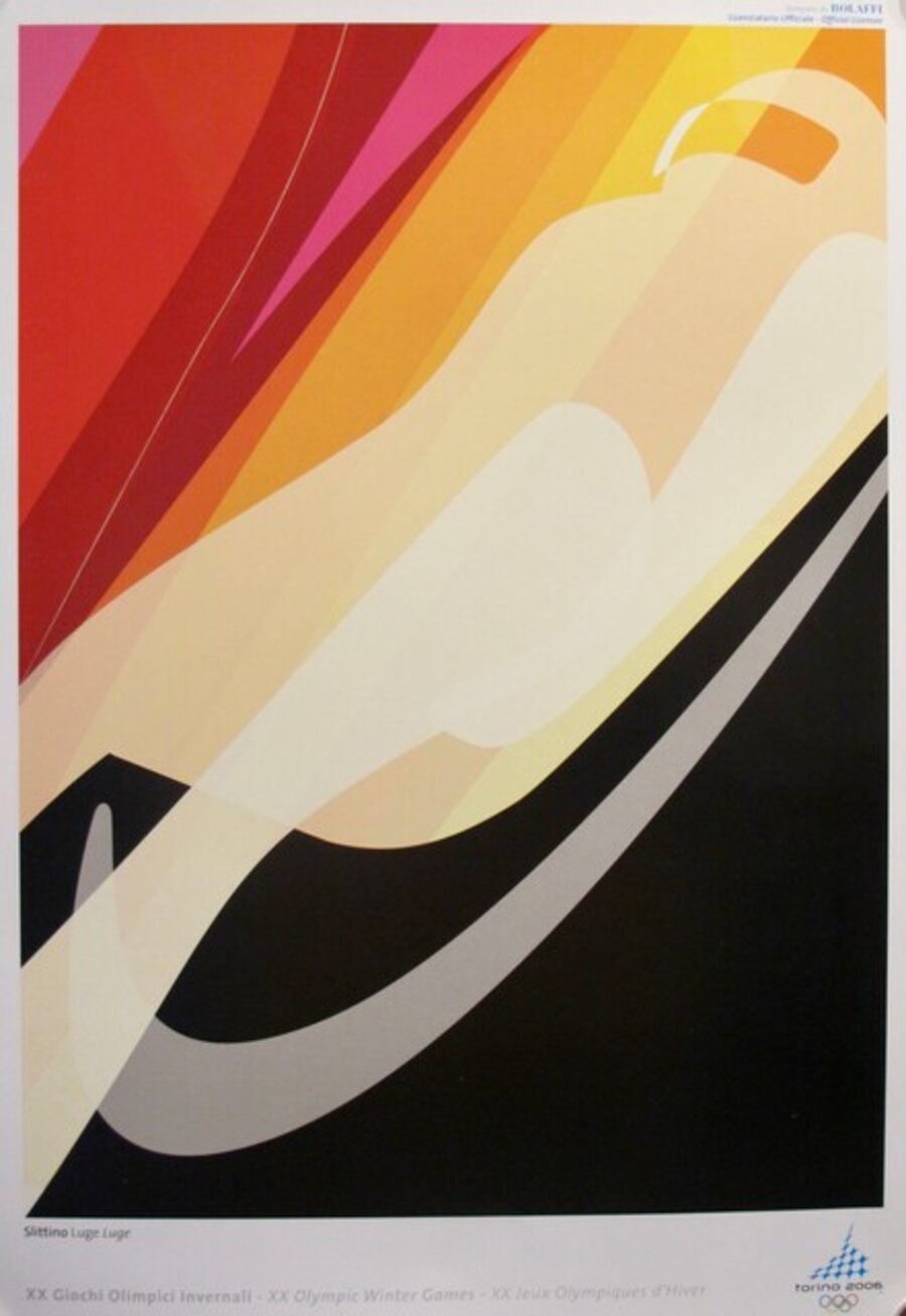 2006 Original Vintage Torino Winter Olympics Poster, Luge