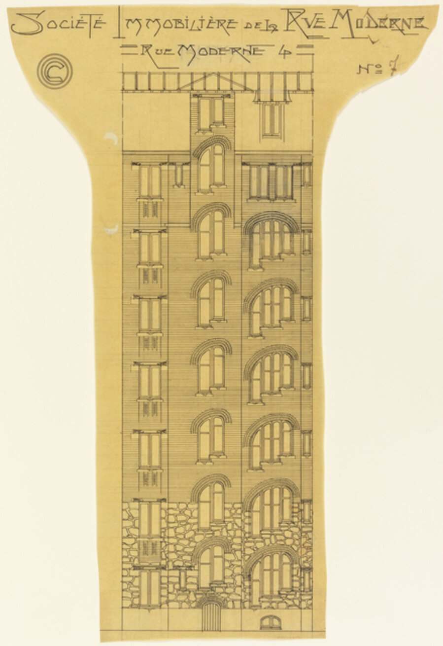 Elevation of an Apartment Building, Société Immobilière, rue Moderne (now rue Agar)