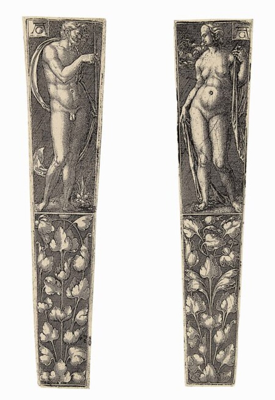 Dagger Sheath with Nude Man; Dagger Sheath with Nude Woman