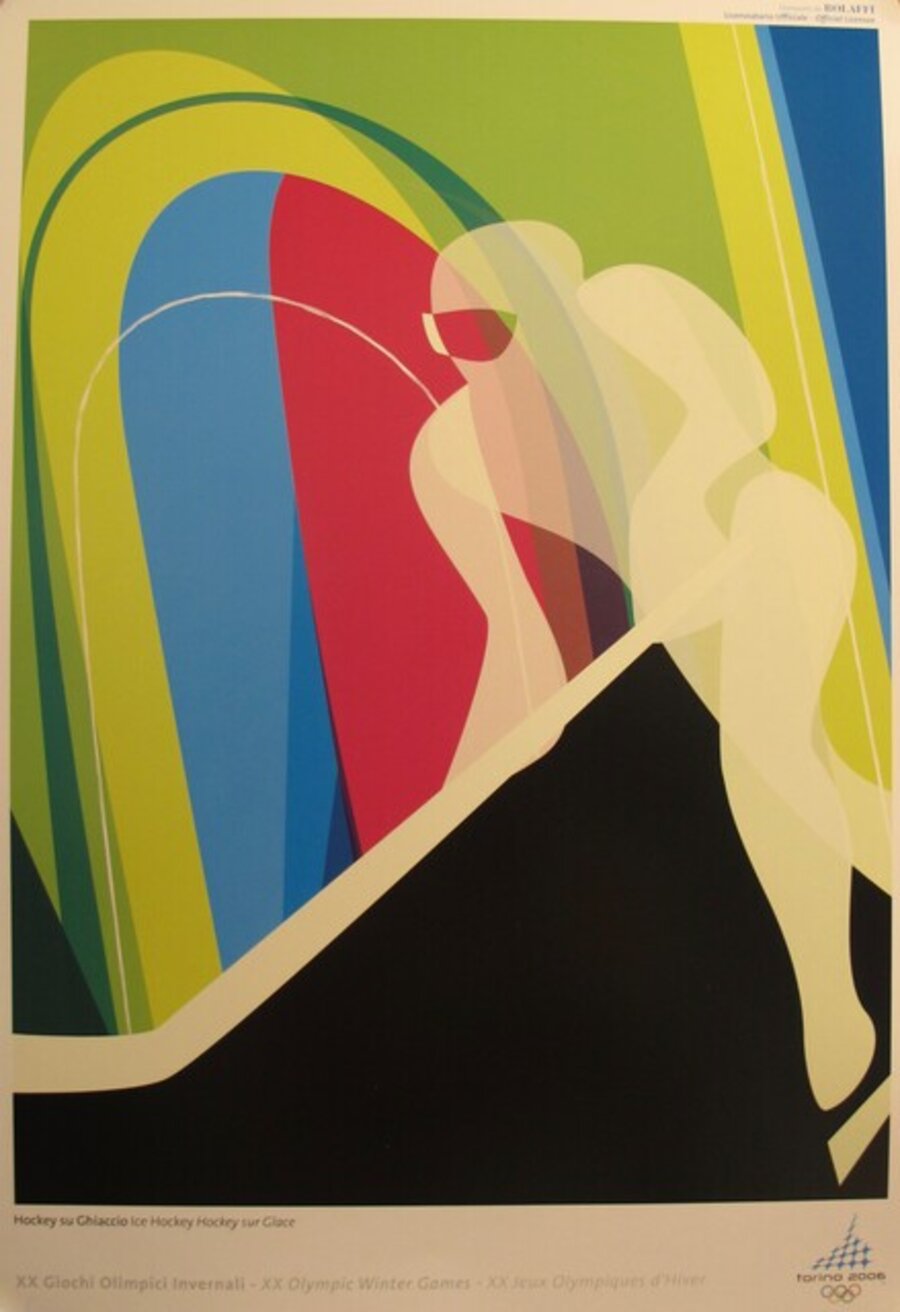 2006 Original Vintage Torino Winter Olympics Poster, Ice Hockey