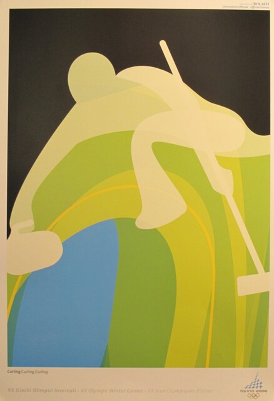 2006 Original Vintage Torino Winter Olympics Poster, Curling