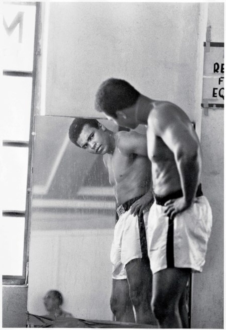 Ali At Training Camp - Ali Looking In Mirror